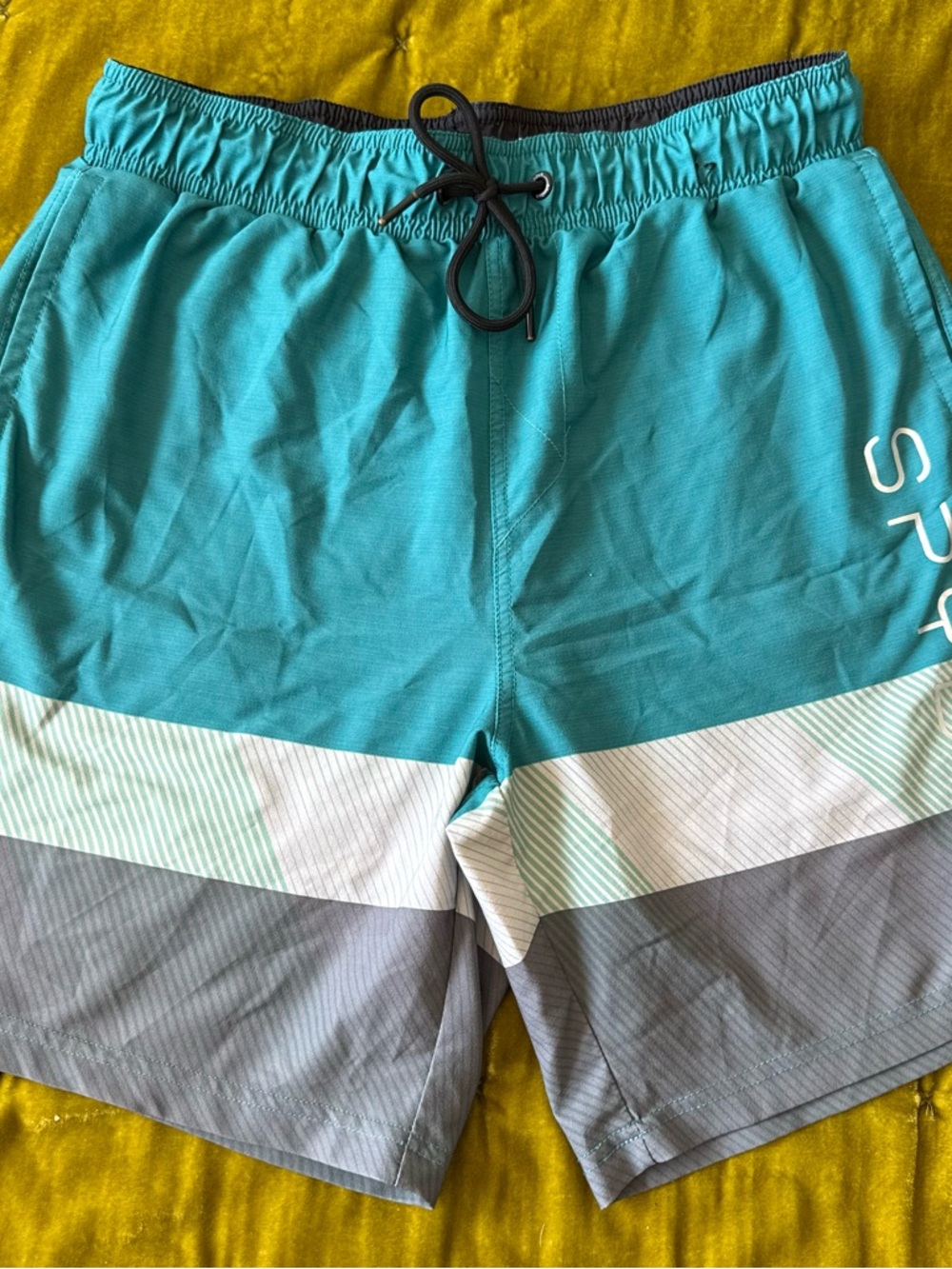 Spyder Teal, Gray and White Men's Swim Trunks
